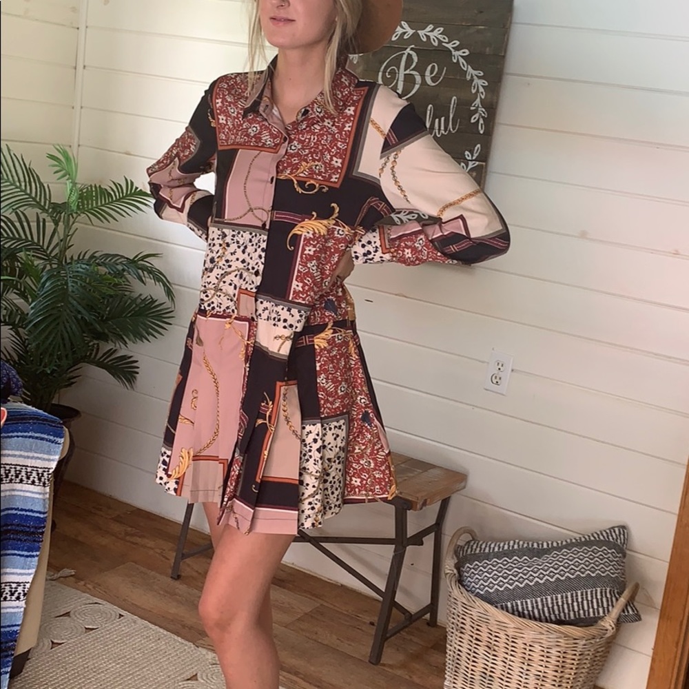 Chain print mini dress